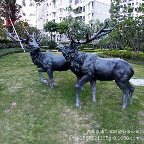 户外花园林景观仿真梅花鹿装饰锻铜动物雕塑古铜工艺品摆件