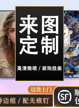 定制挂画艺术微喷打印装饰画无框画来图定做画像照片真人情侣人物