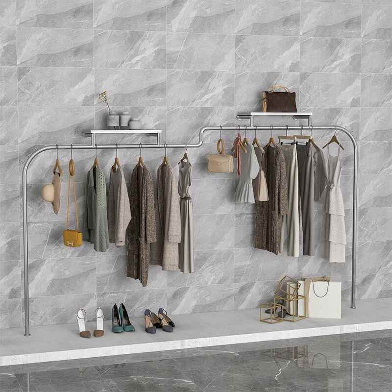 服装店异形悬挂货架上墙壁挂式金色展示架男女装落地式衣服挂衣架