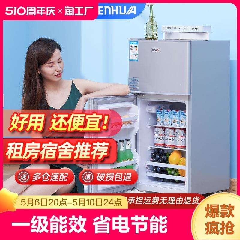 申花能效家用冰箱租房宿舍用办公室双门迷你小电冰箱冷藏冷冻