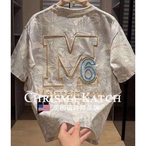 出口美国?Chrisma Katch~美式复古宽松休闲上衣刺绣oversize短袖