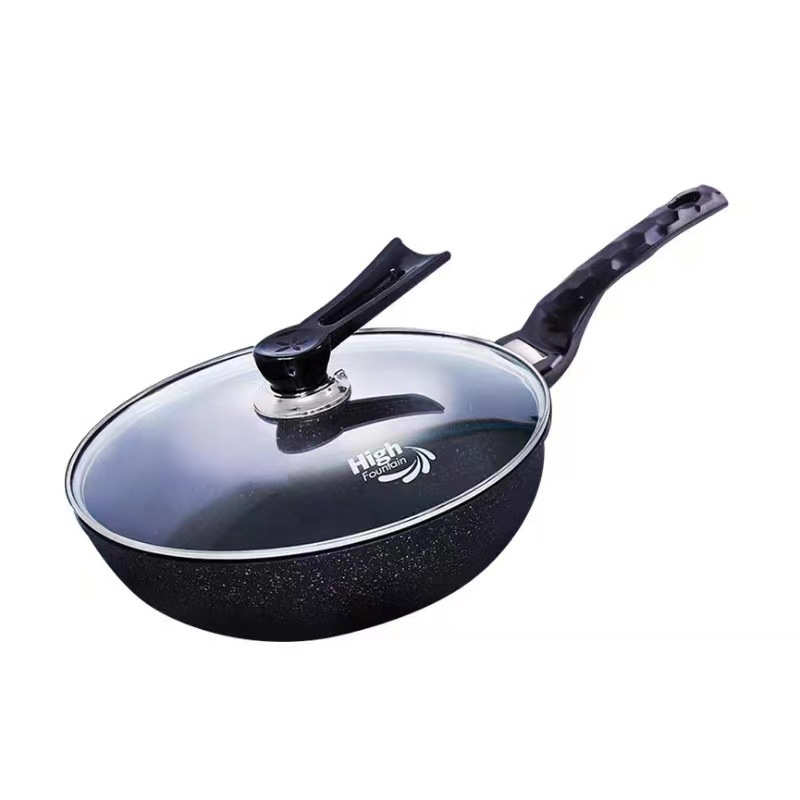 韩式 不粘锅平底锅锅不家用具送 麦饭石炒锅礼品锅盖炒菜锅粘