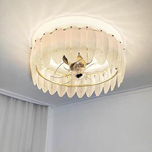 吊扇创灯客厅灯轻奢风吸灯意法式125奶油顶风大厅扇主卧室书房灯