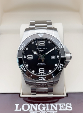 新款盒证98新浪琴康卡斯黑盘43mm自动机械手表男士L3.782.4.56.6