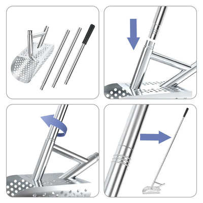 三乐不锈钢金属沙铲沙漏沙滩赶海寻宝沙子过滤淘金玩沙工具沙