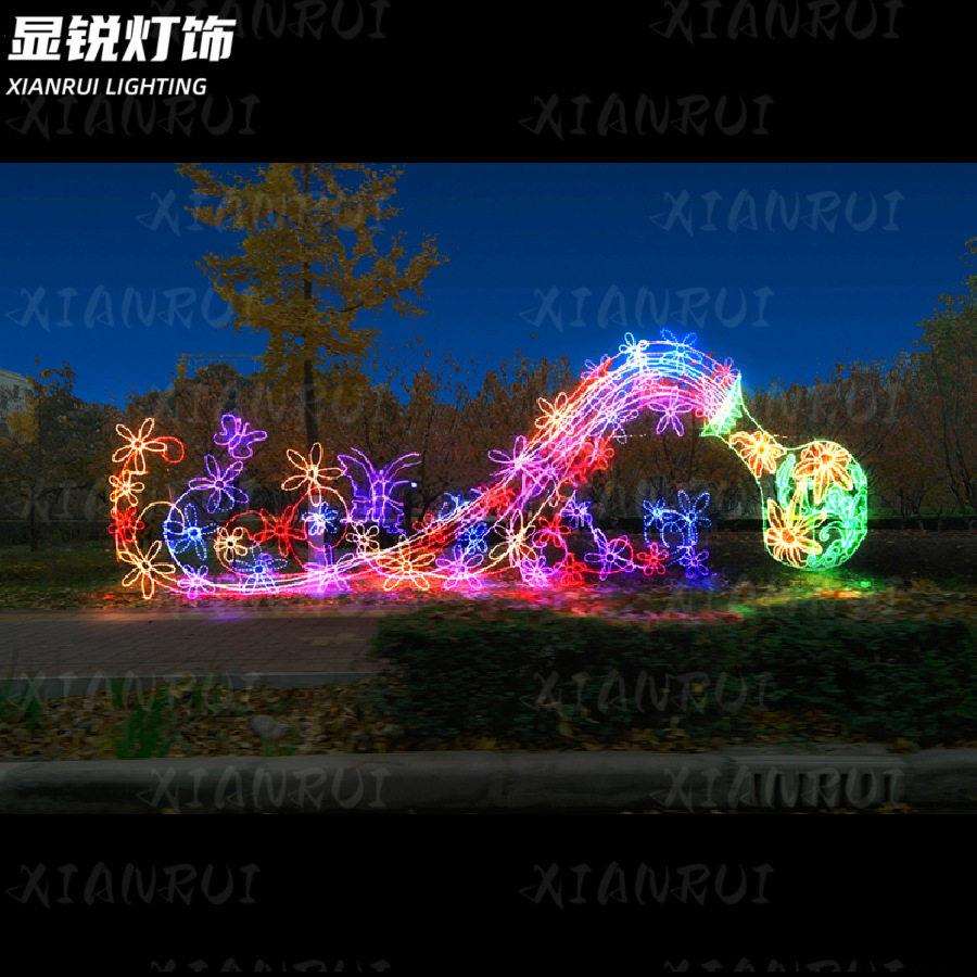 打卡中式LED花灯装饰流光花造型灯图案防水动态流水效果DMX