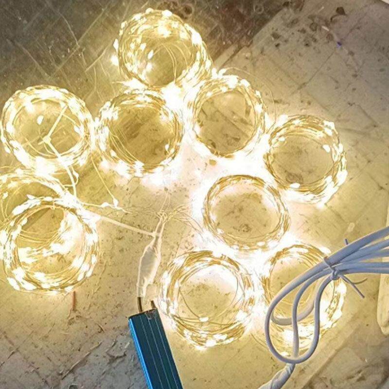 铜丝灯星星米粒灯串婚礼创意铁丝发光渔网婚礼堂悬吊式天花板装饰