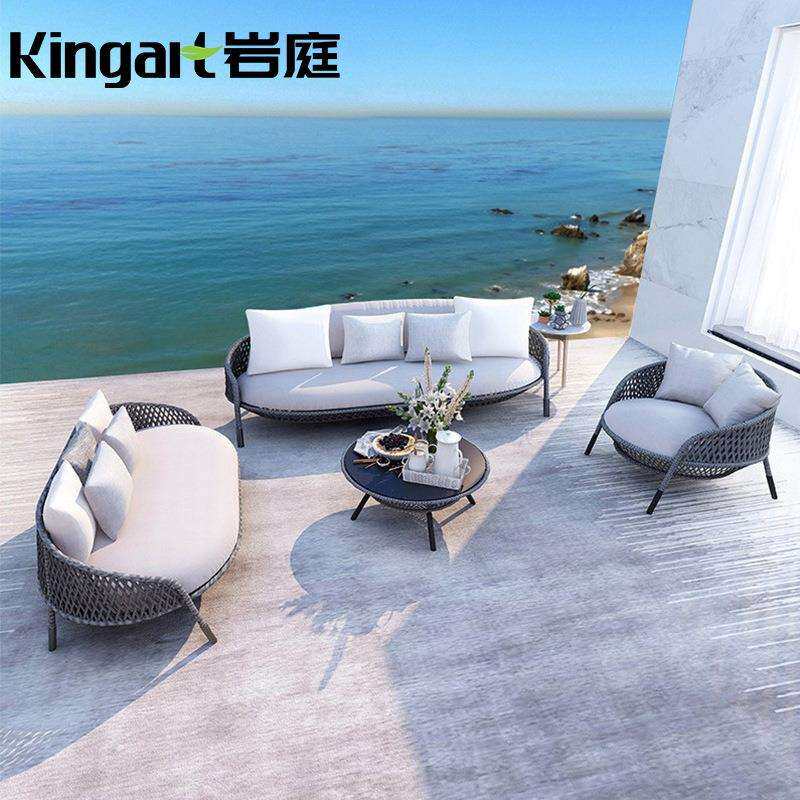 户外沙发庭院花园懒人创意防晒藤椅设计师民宿单双人沙发茶几组合