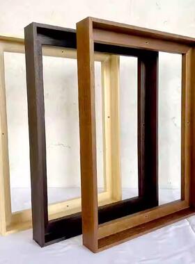纯实木L型框油画外框留缝款装裱油画挂墙油画框多个槽深2至5厘米