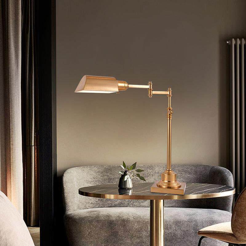 高级感美式复古台灯创意轻奢风可调节书桌床头柜卧室学习灯