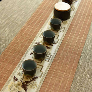 天然竹丝茶席 新中式禅意桌旗竹席防水日式茶垫干泡点茶道茶旗