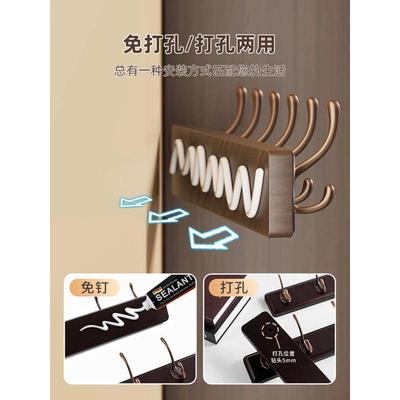 挂衣架墙上壁挂免打孔墙壁衣服挂钩入户玄关门后进门口实木衣新品