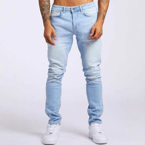 Skinny stretch denim men's pants, tight fitting leggings