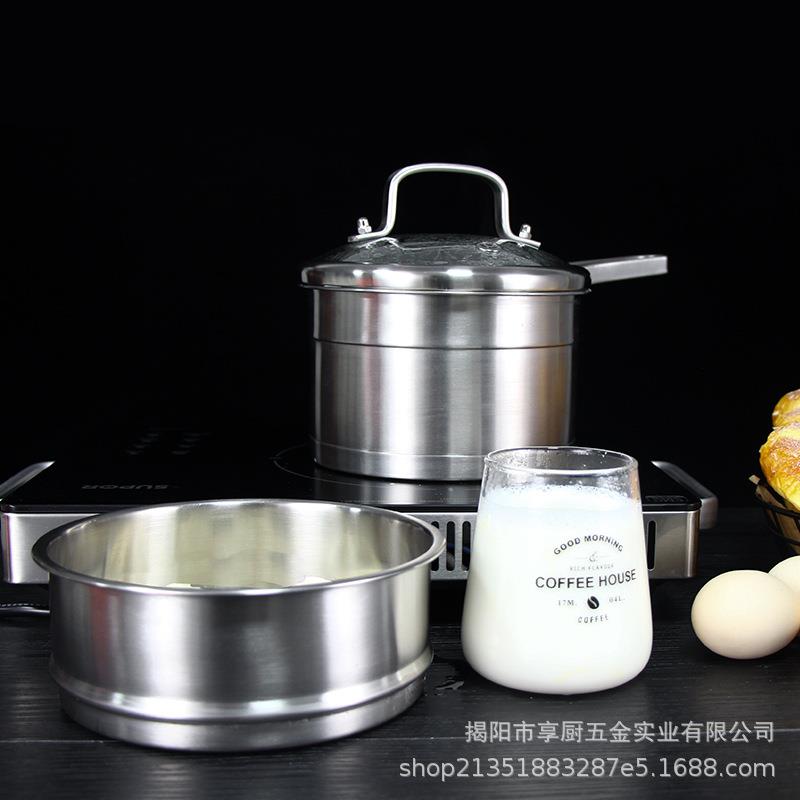 不锈钢复底不粘锅 家用煮面煮汤蒸食多用锅加厚单柄304奶锅