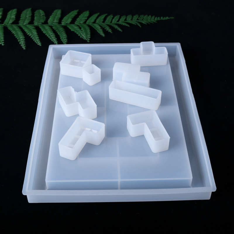 DIY水晶滴胶模具俄罗斯方块模具镜面手工制作创意饰品多米诺骨牌