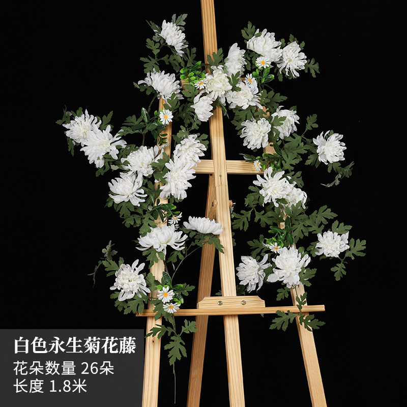 清明节用品仿真菊花藤条祭祀祭奠假花上坟扫墓碑拉花塑料花链绢花