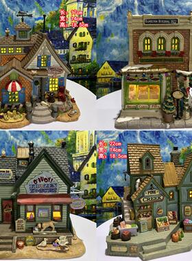 外贸出口lemax手绘陶瓷房子建筑物场景家居装饰品耶诞节摆件