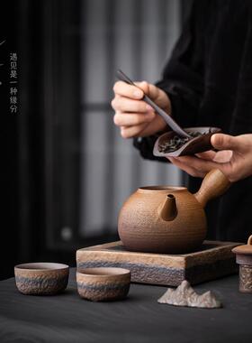 复古粗陶茶壶家用酒精灯加jjl-0240热茶煮茶壶茶具泡茶把套装侧壶