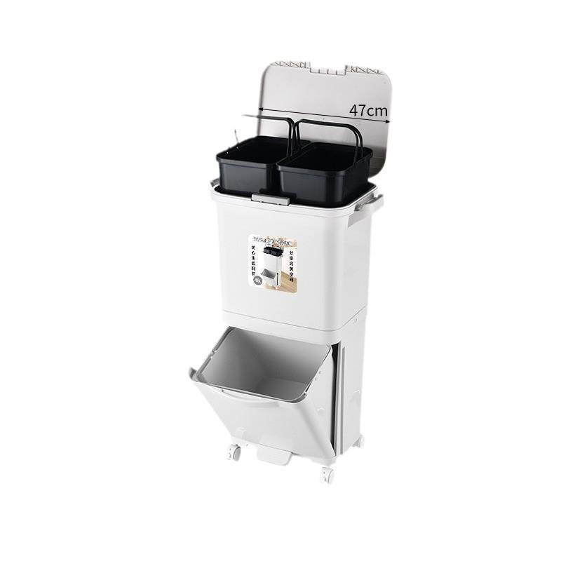 厨房垃圾桶分类带盖大容量多功能收纳桶厨余干湿分离可移动垃圾桶