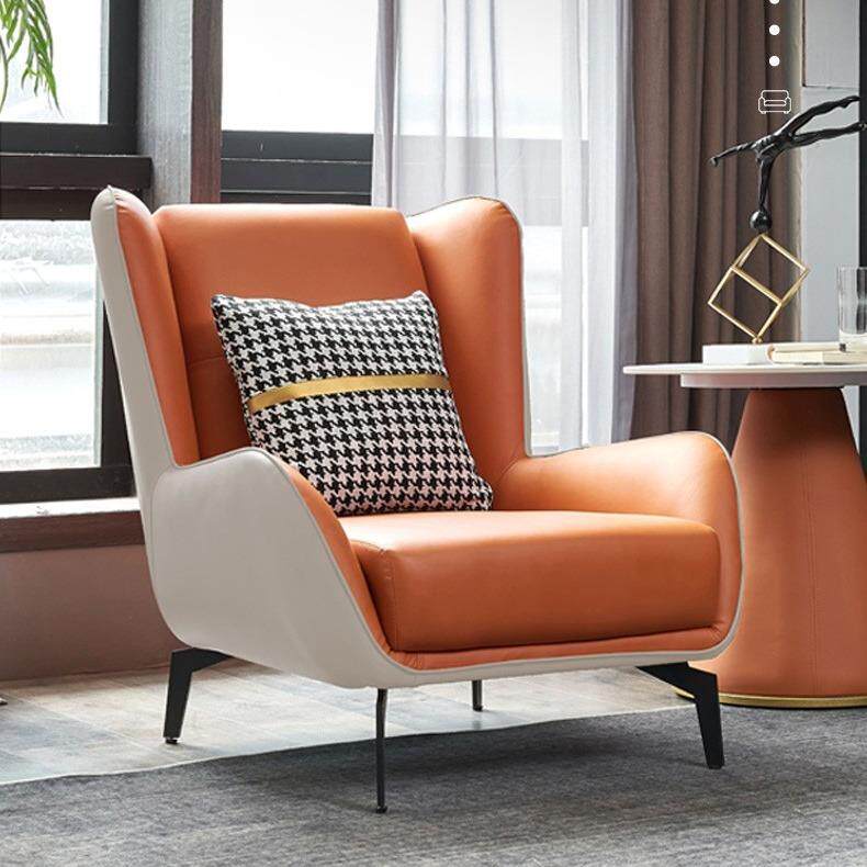 意式轻奢极简单人沙发休闲懒人家用小客厅阳台商务接待洽谈老虎椅