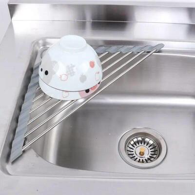 Kitchen Sink Water Filter Rack Foldable Triangular Sink Stor