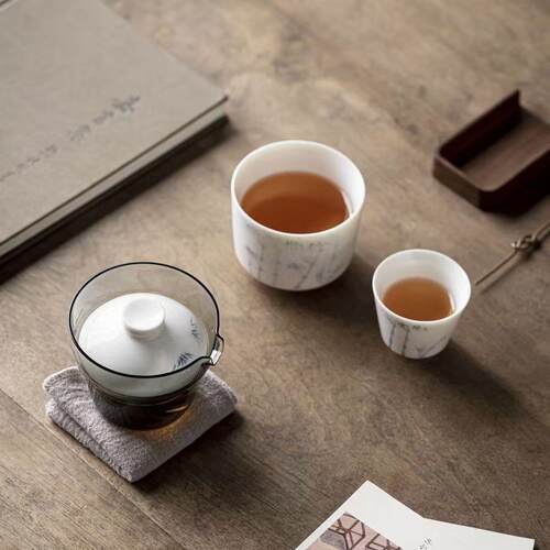 手绘快人客杯一壶20008999两旅行茶杯具套装户外便携个喝身茶茶杯
