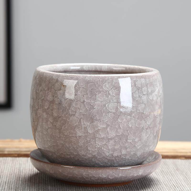 果冻色紫砂多肉植物冰裂彩釉陶瓷花盆托盘水土培手工花器包邮,家居饰品,花盆,淘宝优惠券,粉丝福利购,淘宝优惠卷