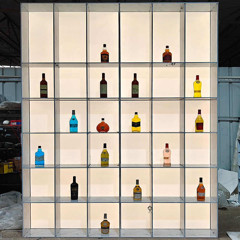 不锈钢展示柜亚克力发光背板金属展柜钢板柜酒柜酒格红酒架置物架