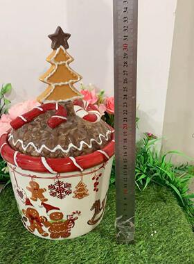 可爱手绘陶瓷浮雕耶诞节大姜饼人储物罐礼物盒耶诞节礼品