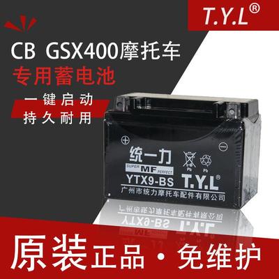统一力TYL摩托车电瓶YTX9-BS黄龙600光阳250贝纳利GW25012V干电池