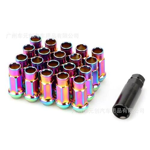 SR48彩色款轮毂螺丝汽车改装通用无钢制48MM敌螺帽48MM