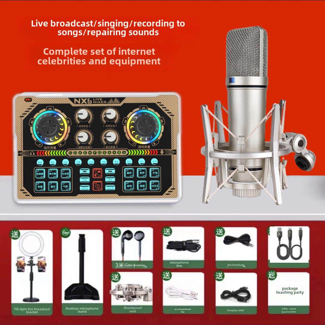 听曼nx6声卡搭配103麦克风套装室内外置通用唱歌网红专业录音