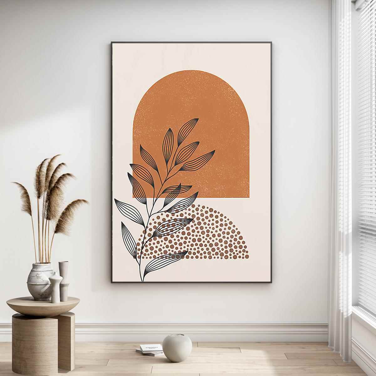 大地色植物入户玄关装饰画客厅落地画楼梯间挂画艺术画走廊过道画图片