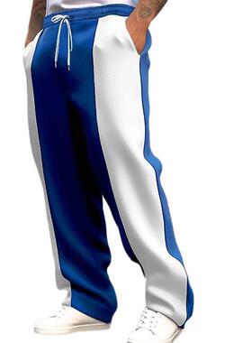 Men's Gray and White Striped Casual Pants Loose Comfortable