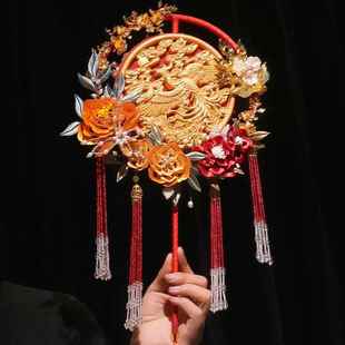團扇成品送新人出嫁新娘結婚喜扇子diy材料包 非遺纏花重工新中式