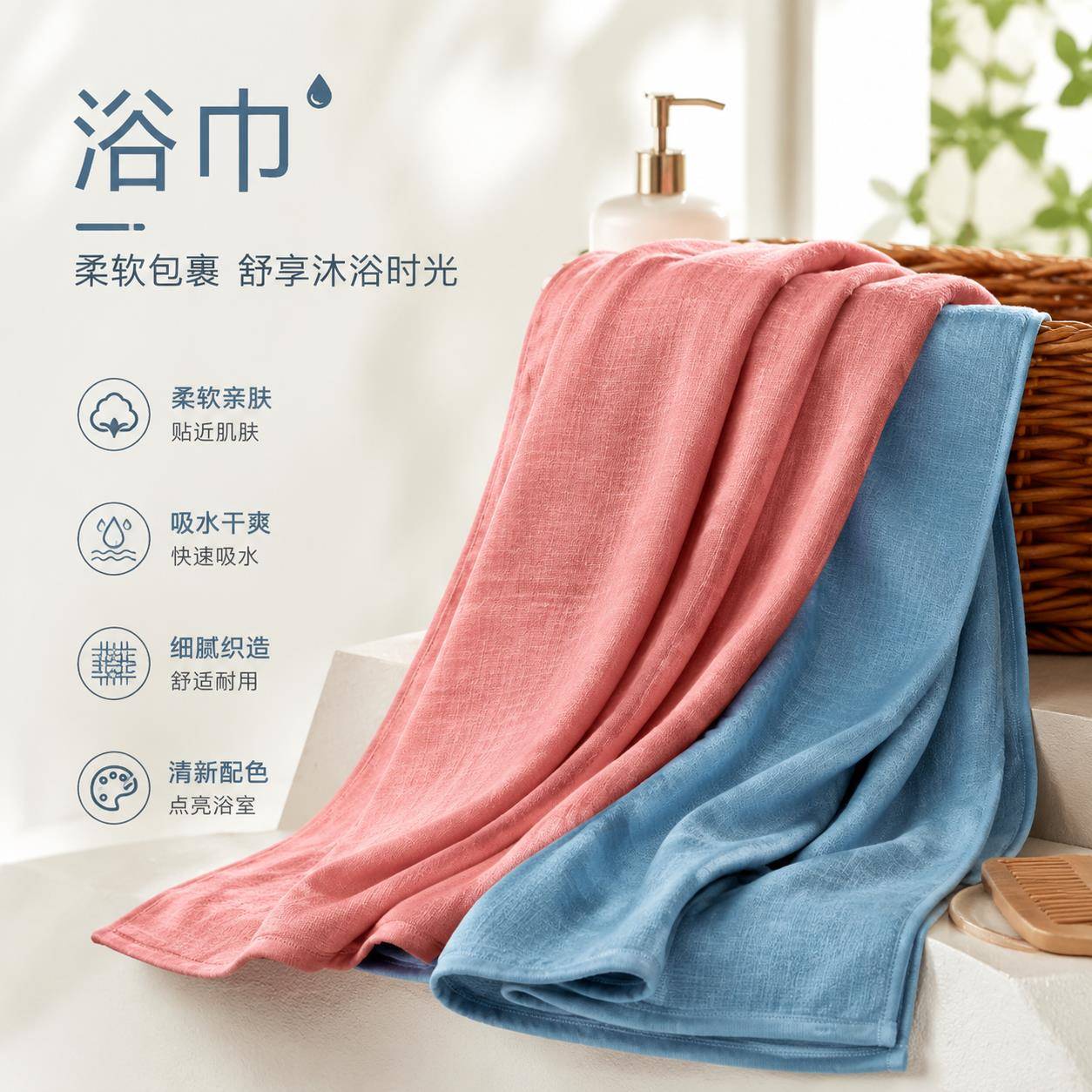浴巾新生婴儿专用吸水速干不掉毛防惊跳包被宝宝加厚双层纱布盖毯