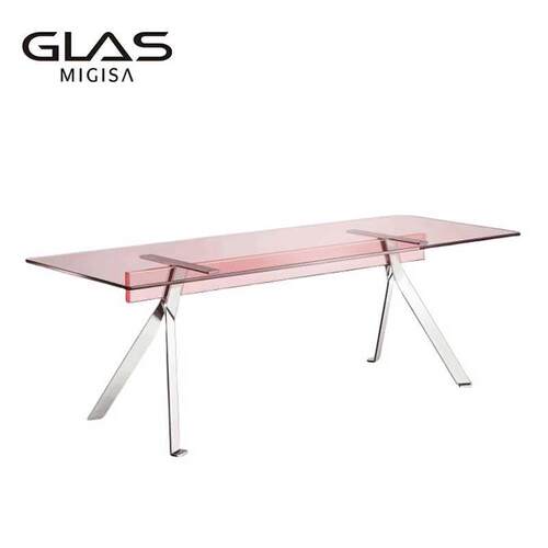 GLAS MIGISA意式极简玻璃餐桌家用长方形饭桌高级感会议桌书桌