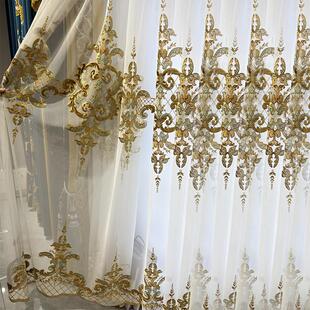 新款2025窗帘欧式奢华别墅客厅阳台绣花纱帘成品定制现代刺绣纱帘