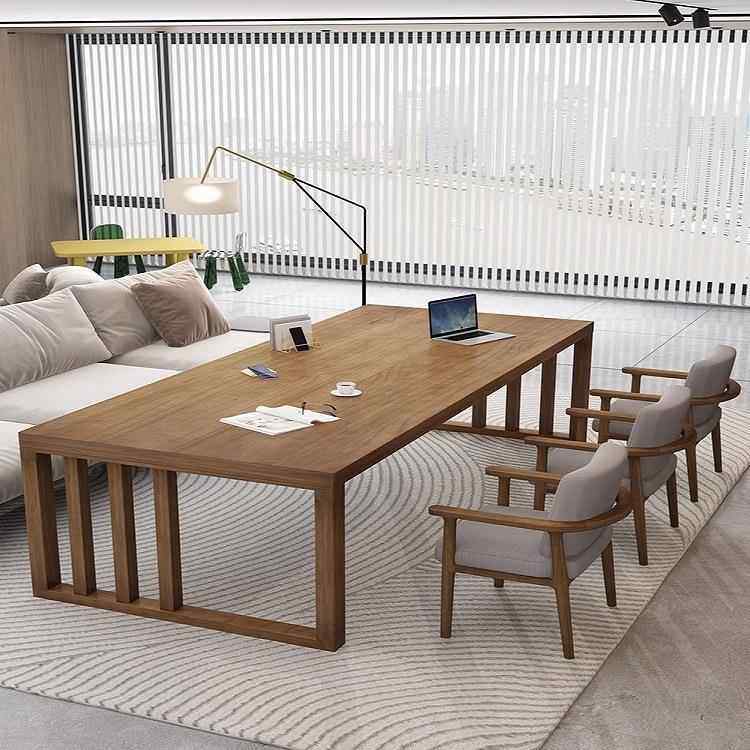 客厅约实木书桌茶桌一体桌家URF学用办简公桌工作台书法学生习写