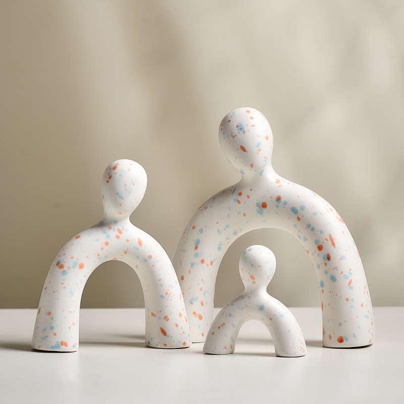 创意一家三口酒柜摆件客厅轻奢电视柜玄关家居软装饰热销包邮