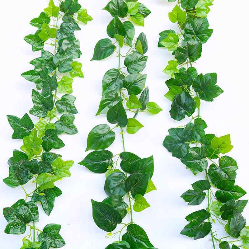过胶绿叶吊顶装饰绿植物假树叶绿萝葡萄常青藤条藤蔓爬山虎仿真