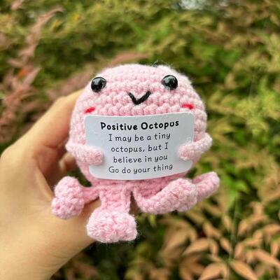 Positive Crochet Doll with Affirmation Card Funny andmade Pl