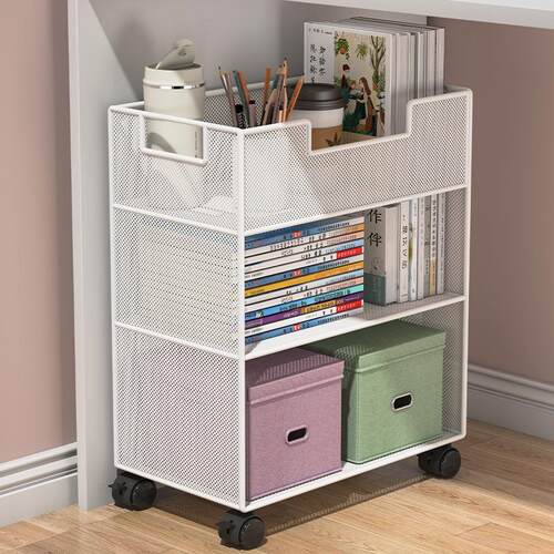 书包移动置物架可书架儿童桌下书本收纳柜子带轮家用落地简易书柜