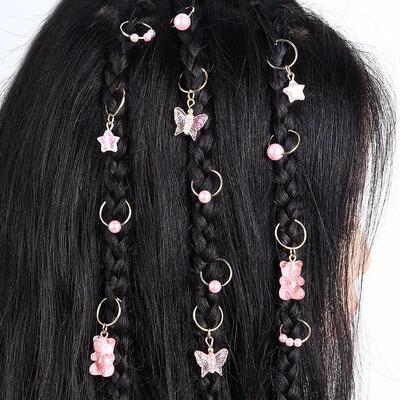 14Pcs Cute Bear Dreadlocks Hair Braid Hair Rings Dreadlock C