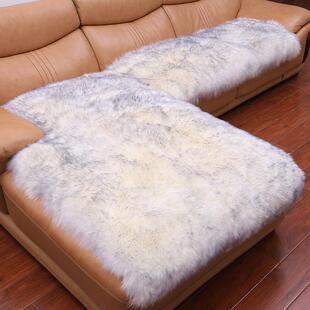 高档纯羊毛沙靠垫冬季加厚真皮沙靠垫全山羊一体皮化靠垫羊毛发靠