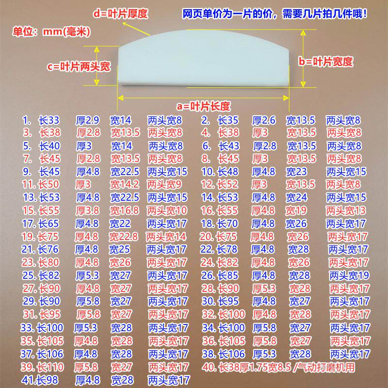 大中工小风炮叶片风叶刮片甩片 气无品牌/动扳 手具风炮配件大全