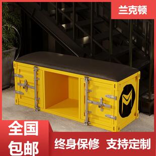 工业风创意收纳换鞋 柜健身房服装 店储物穿鞋 休闲区接待沙发 凳鞋