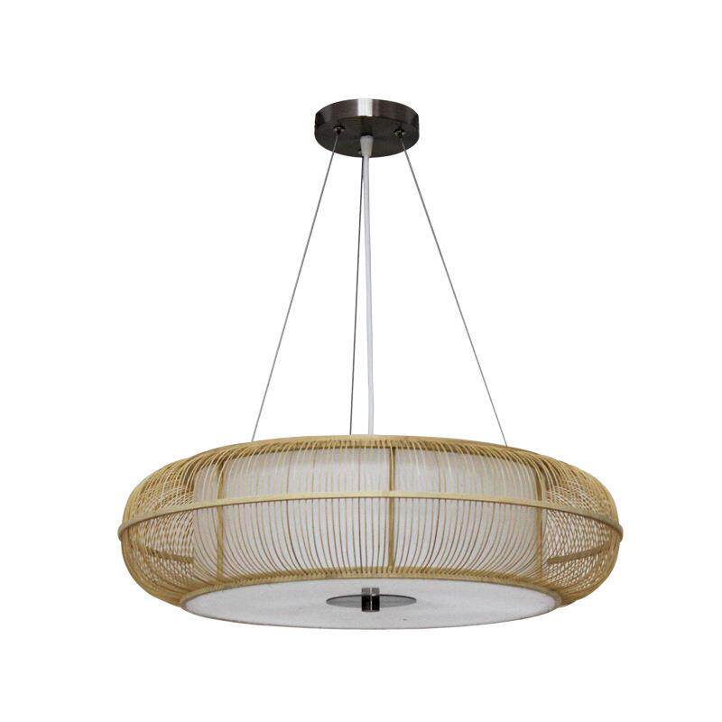 中式竹编吊灯 简约民宿酒店大堂圆形竹艺吊灯 现代客厅书房竹灯笼