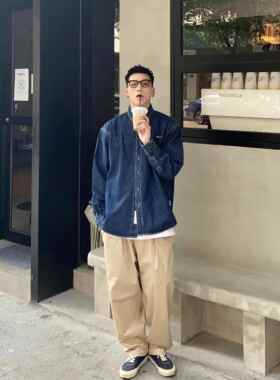 Batterup春秋新款牛仔外套日系宽松廓形水洗休闲长袖衬衫男潮牌