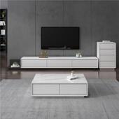 柜茶几组现奢代简约可伸缩小户型客厅实木落 板电视式 意轻岩BH